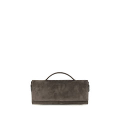 Brunello Cucinelli Brown Suede Leather Clutch Bag