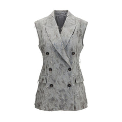 Brunello Cucinelli Gray Wool Oves Aries Sleeveless Jacket