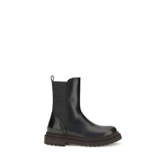 Brunello Cucinelli Black Calf Leather Bos Taurus Chelsea Boots