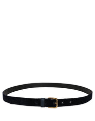 Dolce & Gabbana Dark Blue Velvet Gold Tone Metal Buckle Belt