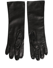 Dolce & Gabbana Black Genuine Leather Embossed DG Logo Gloves