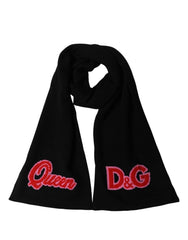 Dolce & Gabbana Black D&G Queen Cashmere Knitted Shawl Scarf