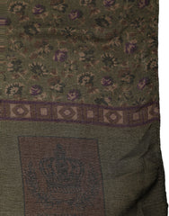 Dolce & Gabbana Olive Green Modal Floral Shawl Stole Scarf