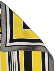 Dolce & Gabbana Black Yellow Silk Logo Square Foulard Scarf