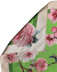 Dolce & Gabbana Green Floral Print Silk Square Foulard Scarf