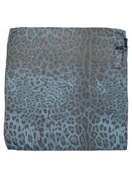 Dolce & Gabbana Blue Leopard Print Silk Square Foulard Scarf