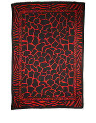 Dolce & Gabbana Black Red Printed Modal Neck Shawl Scarf