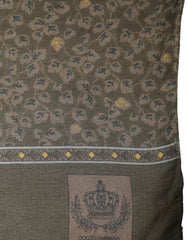 Dolce & Gabbana Olive Green Cotton Floral Neck Shawl Scarf