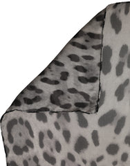 Dolce & Gabbana Gray Leopard Print Silk Square Foulard Scarf