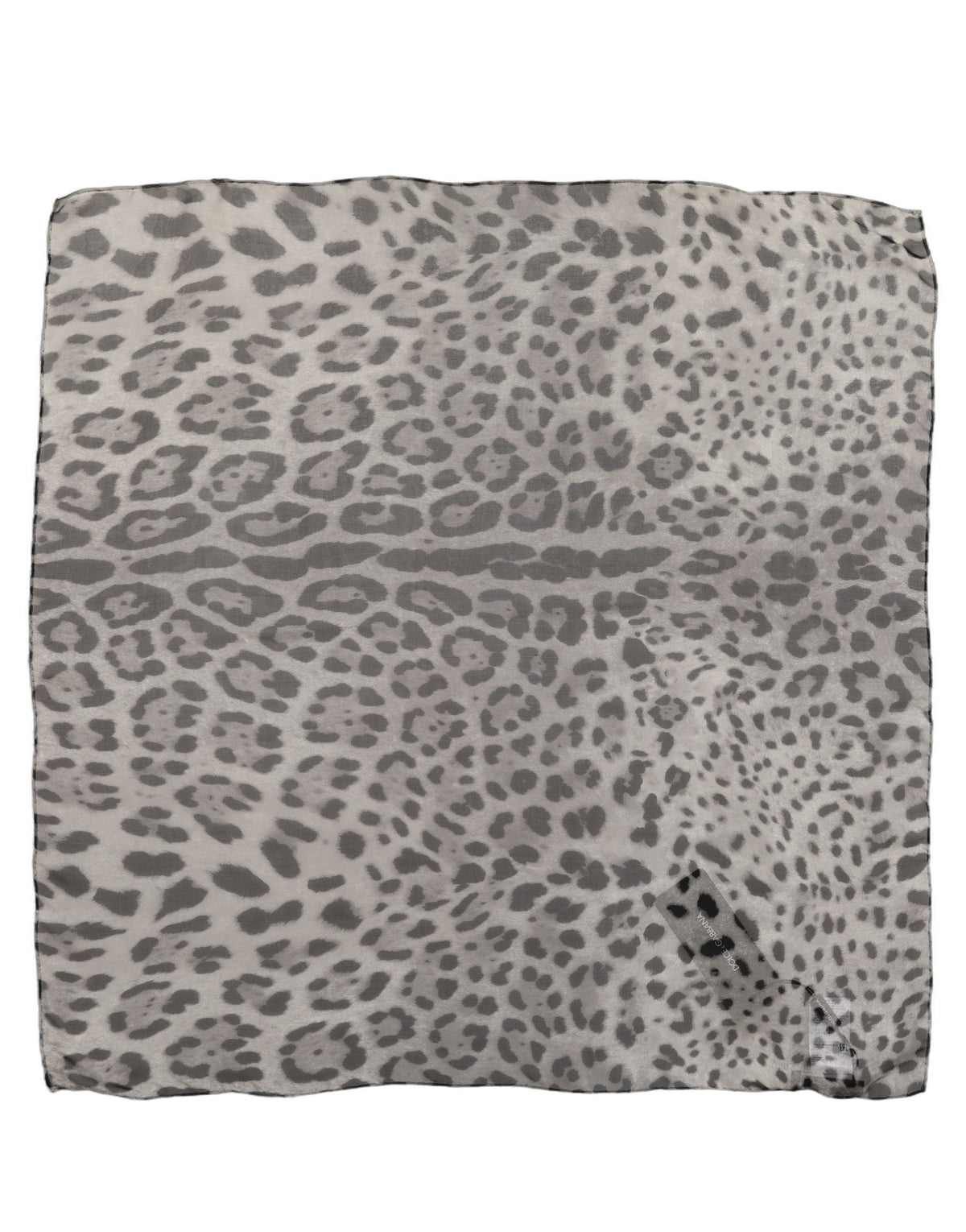 Dolce & Gabbana Gray Leopard Print Silk Square Foulard Scarf
