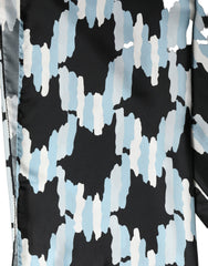 Dolce & Gabbana Black Blue Abstract Silk Shawl Stole Scarf