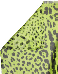 Dolce & Gabbana Green Leopard Print Silk Shawl Stole Scarf