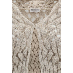 Brunello Cucinelli Beige Silk Cardigan