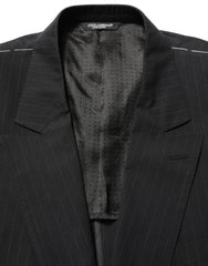 Dolce & Gabbana Black Pinstripe Men Single Breasted Jacket