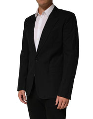 Dolce & Gabbana Black Pinstripe Men Single Breasted Jacket