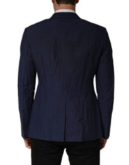 Dolce & Gabbana Dark Blue Flax Men Single Breasted Jacket