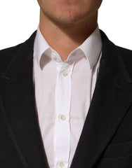Dolce & Gabbana Dark Gray Cotton Men Single Breasted Jacket