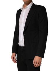 Dolce & Gabbana Black Pinstripe Men Single Breasted Jacket