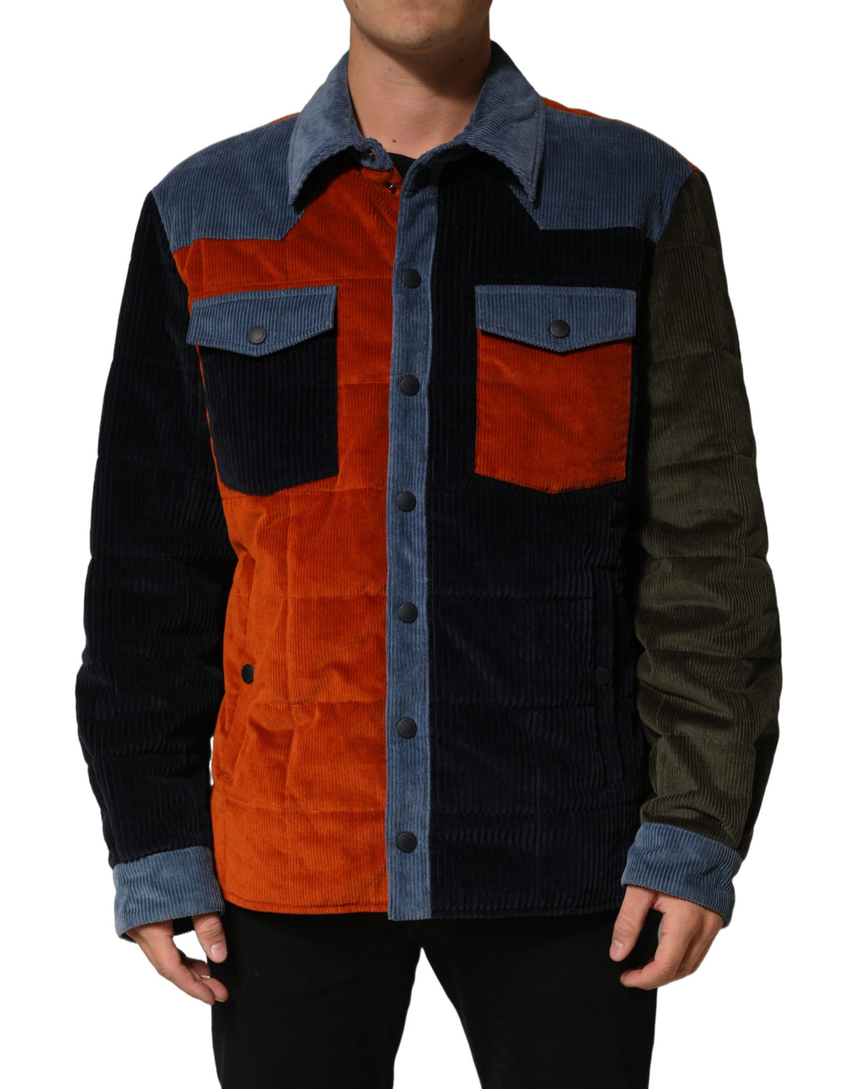 Dolce & Gabbana Multicolor Cotton Corduroy ButtonUp Jacket