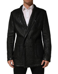 Dolce & Gabbana Black Lamb Leather Double Breasted Jacket