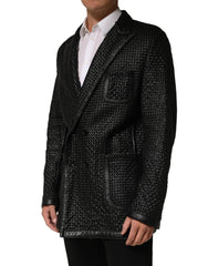 Dolce & Gabbana Black Lamb Leather Double Breasted Jacket