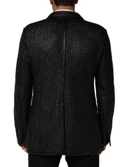 Dolce & Gabbana Black Lamb Leather Double Breasted Jacket