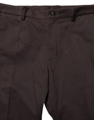 Dolce & Gabbana Brown Cotton Skinny Leg Dress Trouser Pants