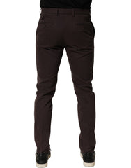 Dolce & Gabbana Brown Cotton Skinny Leg Dress Trouser Pants