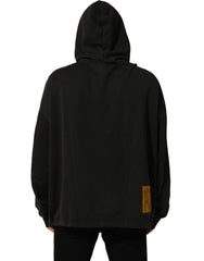 Dolce & Gabbana Black Cotton DG Shield Hooded Sweatshirt Sweater