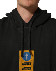 Dolce & Gabbana Black Cotton DG Shield Hooded Sweatshirt Sweater