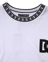Dolce & Gabbana White Cotton DG Crew Neck Sweatshirt Sweater