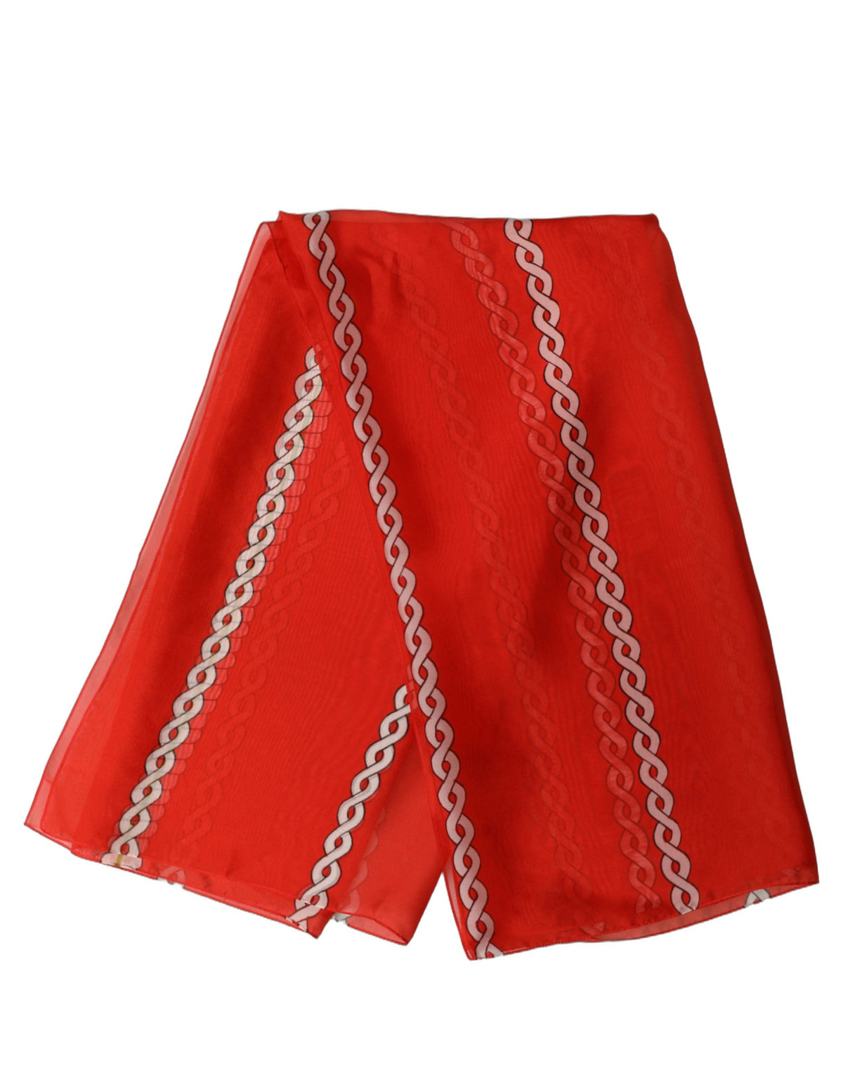 Dolce & Gabbana Red Silk Braided Rope Square Foulard Scarf