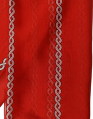 Dolce & Gabbana Red Silk Braided Rope Square Foulard Scarf