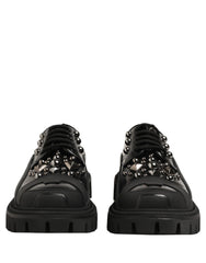 Dolce & Gabbana Black Calfskin Leather Trekking Derby Shoes