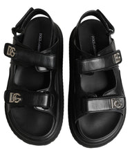 Dolce & Gabbana Black DG Logo Sandals Flats Slippers Shoes