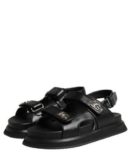 Dolce & Gabbana Black DG Logo Sandals Flats Slippers Shoes