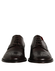 Dolce & Gabbana Maroon Calfskin Leather Derby Men Dress Shoes