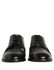 Dolce & Gabbana Black Calfskin Leather Derby Men Dress Shoes