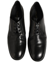 Dolce & Gabbana Black Calfskin Leather Derby Men Dress Shoes