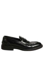 Dolce & Gabbana Black Brushed Calf Leather Loafers Shoes