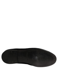Dolce & Gabbana Black Crown Embellished Men Loafers Shoes