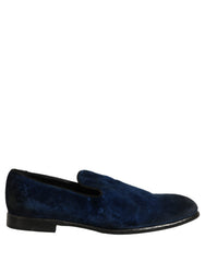 Dolce & Gabbana Blue Suede Slip On Men Slippers Loafers Shoes