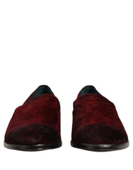 Dolce & Gabbana Maroon Suede Slip On Slippers Loafers Shoes