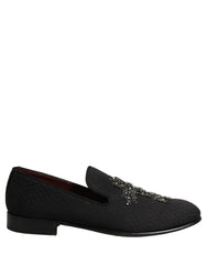 Dolce & Gabbana Black Suede Cross Slip On Men Loafers Shoes