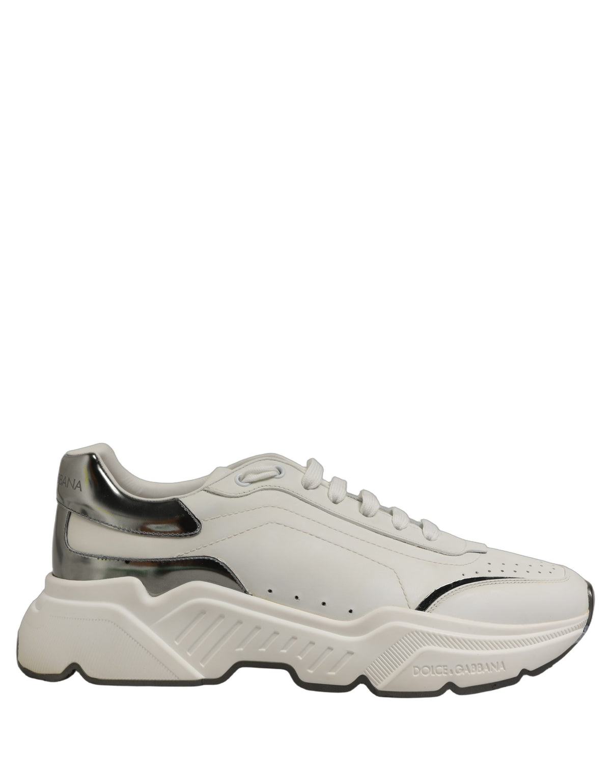 Dolce & Gabbana White Silver Daymaster Low Top Sneakers Shoes