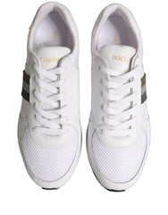 Dolce & Gabbana White Leather Mesh Low Top Neb Sneakers Shoes