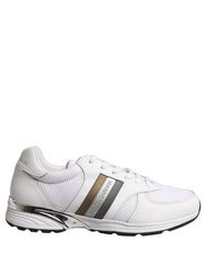 Dolce & Gabbana White Leather Mesh Low Top Neb Sneakers Shoes