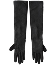 Dolce & Gabbana Black Viscose Long Elbow Length Gloves
