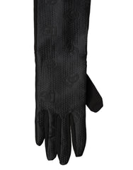 Dolce & Gabbana Black Viscose Long Elbow Length Gloves