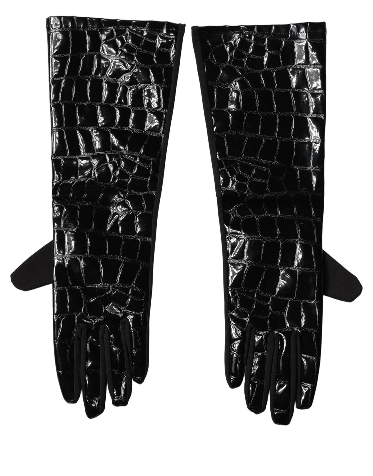 Dolce & Gabbana Black Polyester Patterned Short Length Gloves